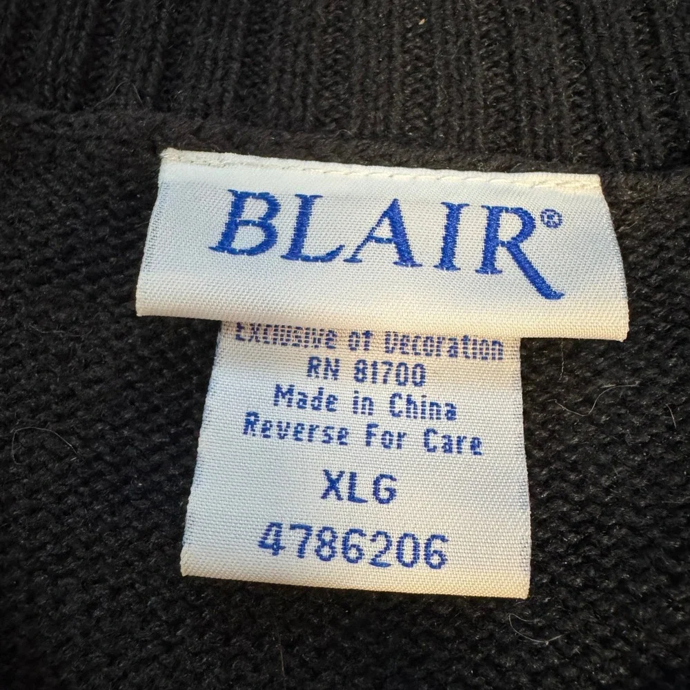 Vtg‎ BLAIR Womens Black Zipper Front Holiday Vest XL Oversized Xmas Christmas - Picture 3 of 6